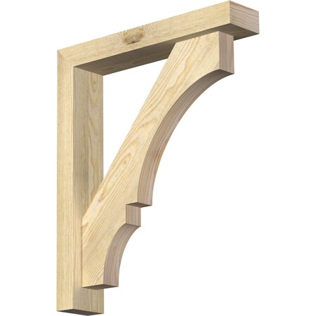 Ekena Millwork Balboa Block Rough Sawn Bracket w/ Offset Brace, Douglas Fir, 4"W x 20"D x 24"H BKT0402X20X24BOA05RDF